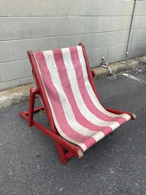 CHAIR, Deck Chair - Kids Red White, Red Timber Frame